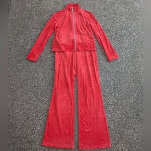 Y2K Escada Sport Velour Tracksuit Orange Red Size Medium